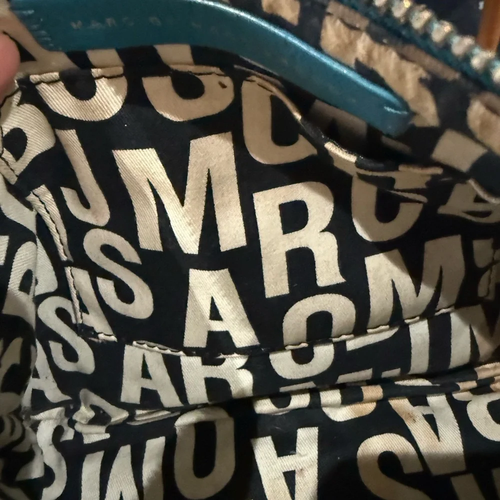 MARC JACOBS New York Turquoise Blue Leather Crossbody Bag EUC 9.5x6.5 - Picture 6 of 7